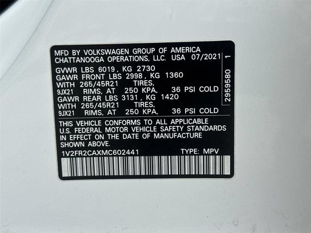 2021 Volkswagen Atlas 3.6L V6 SEL Premium R-Line