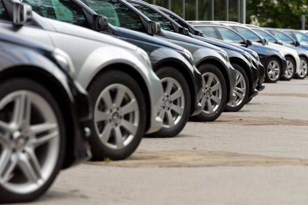 cars lined up in lot